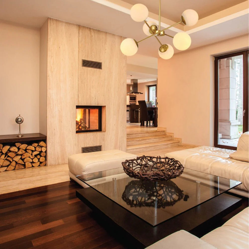 Gold Sputnik Metal Opal Globe Glass Modern Ceiling Light Home Store Living