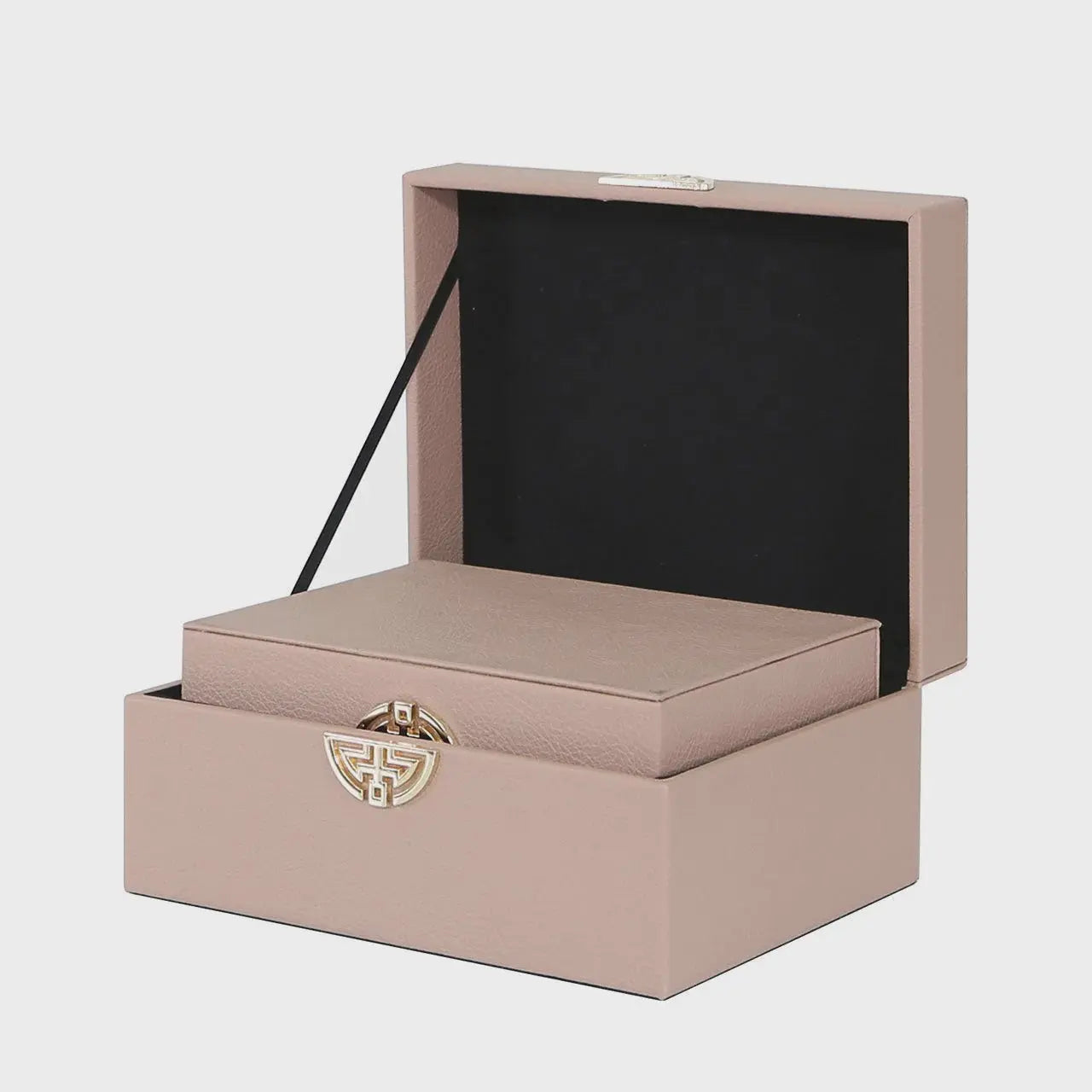 Rose Pink And Gold Faux Leather Storage Boxes (Set of 2) CIMC