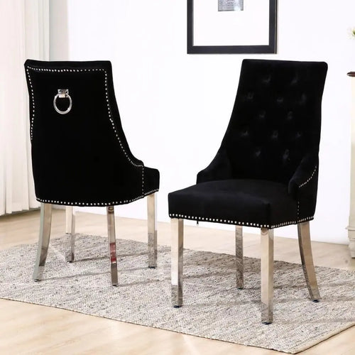 Chelsea Ring Knocker / Lion Knocker Dining Chair with Chrome Legs AWS