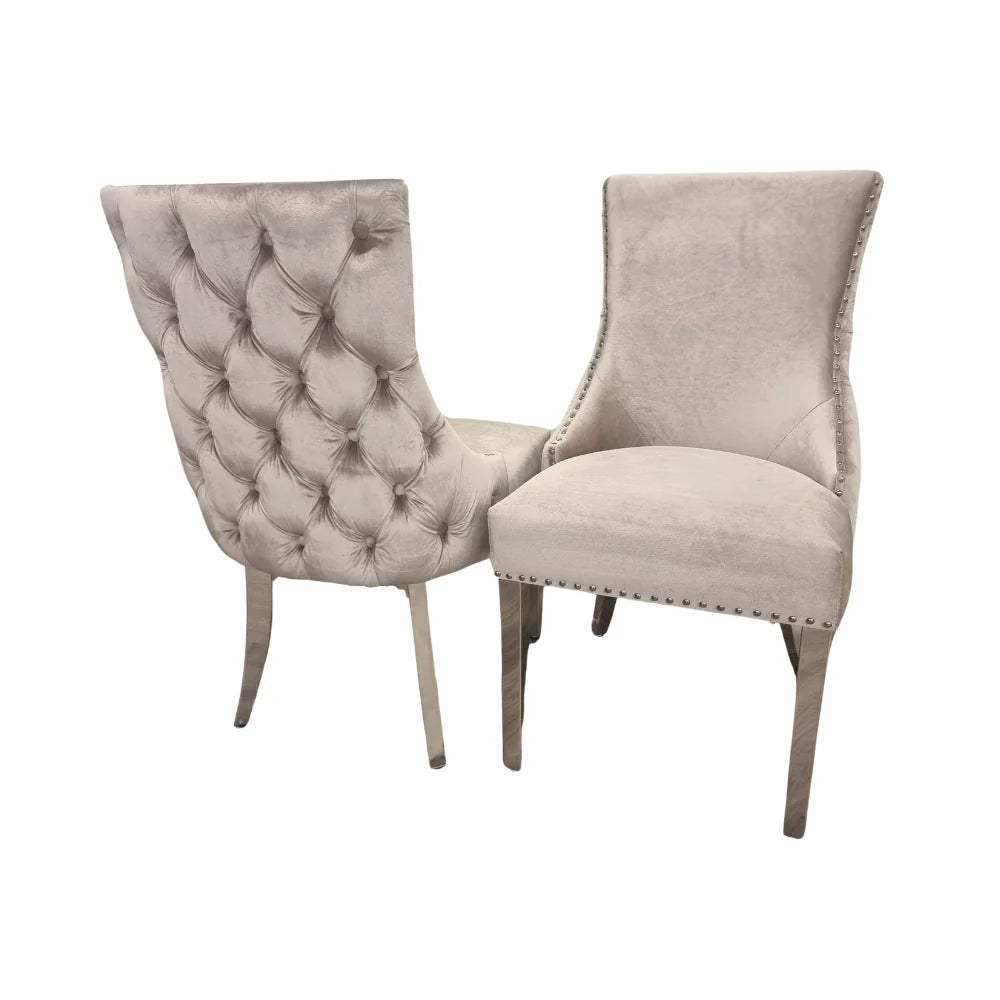 4x Kensington Beige Dining Chairs with Chrome Legs Home Store Living