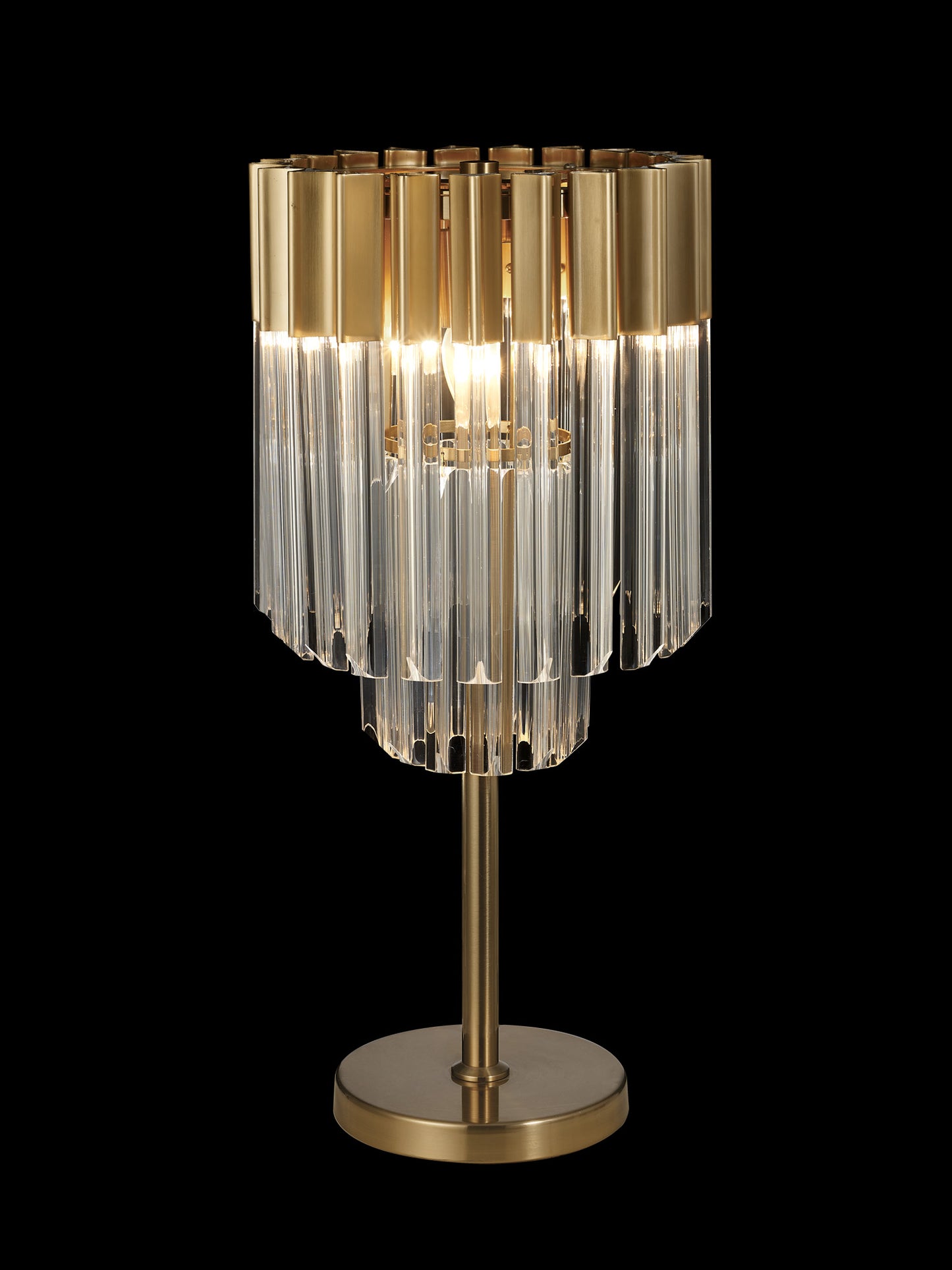 Kiera 30 x H65cm Table Lamp 3 Light E14, Brass/Clear Sculpted Glass