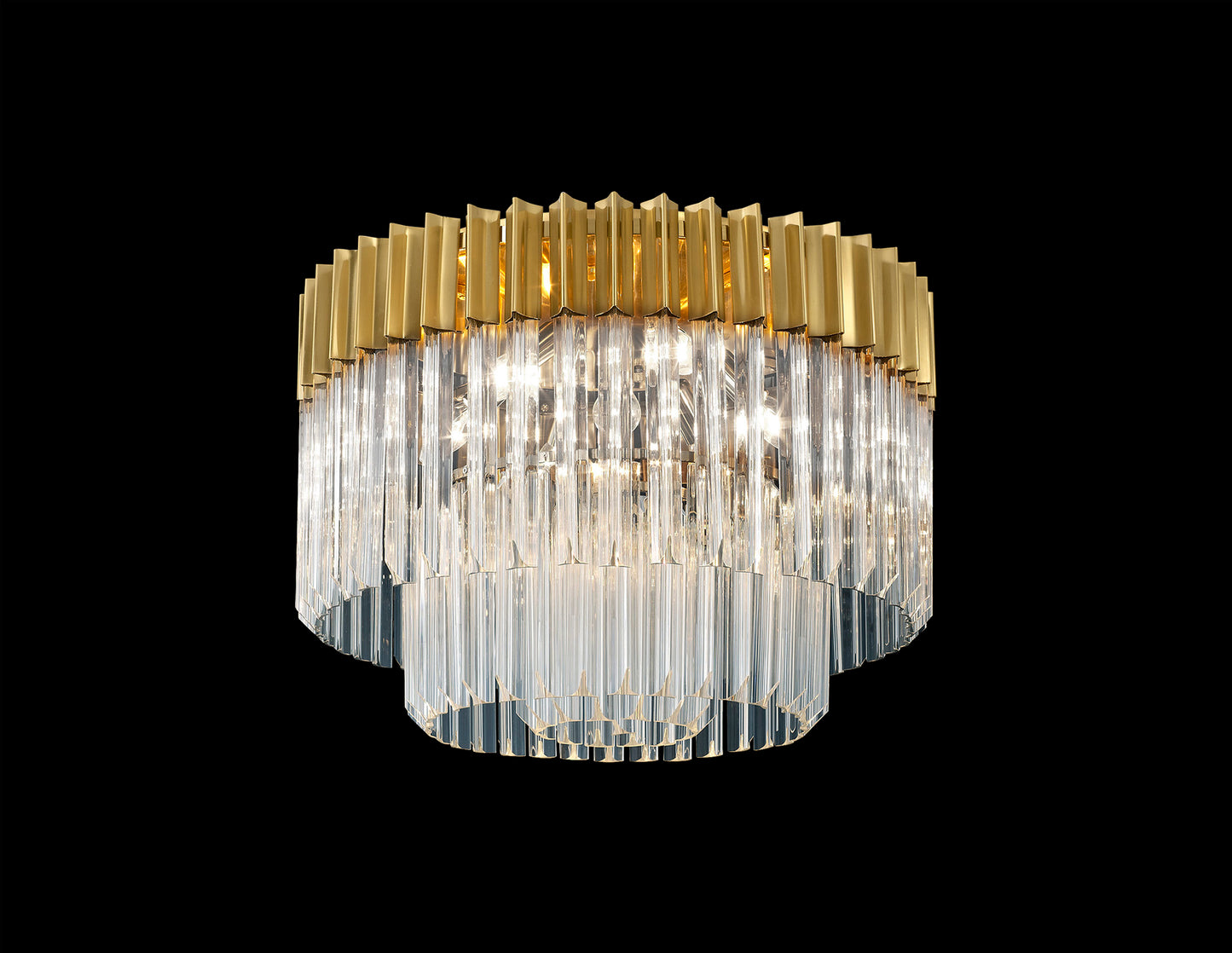 Kiera 60cm Ceiling Round 7 Light E14, Brass/Clear Sculpted Glass, Item Weight: 15.3kg