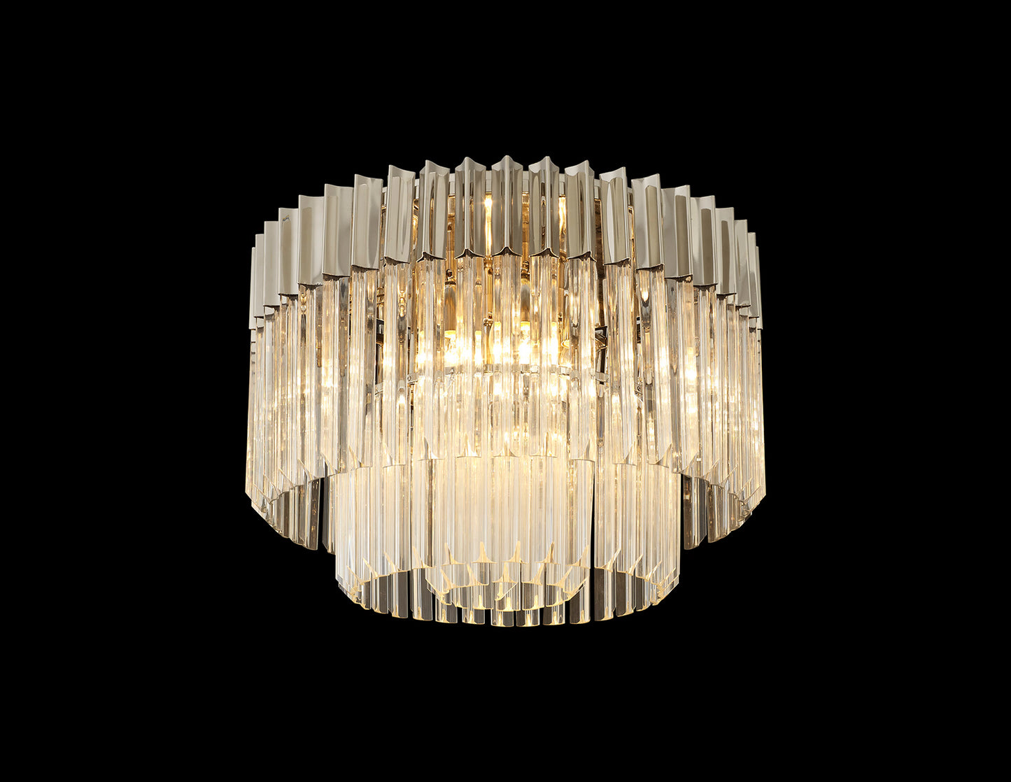 Kiera 60cm Ceiling Round 7 Light E14, Polished Nickel/Clear Sculpted Glass,Item Weight: 15.3kg