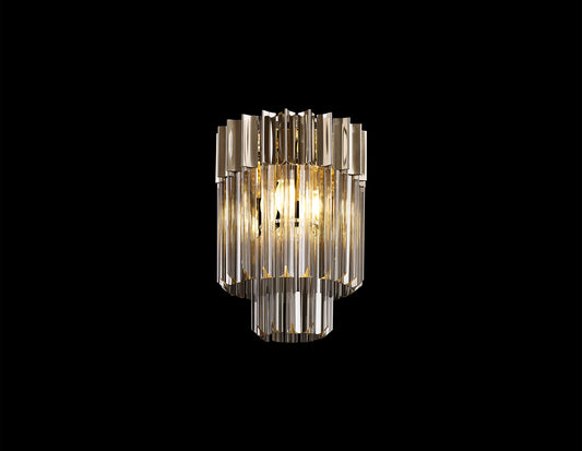 Kiera 30cm Ceiling Round 3 Light E14, Polished Nickel / Smoke Sculpted Glass