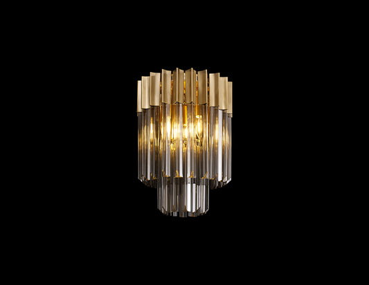 Kiera 30cm Ceiling Round 3 Light E14, Brass / Smoke Sculpted Glass