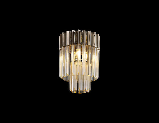 Kiera 30cm Ceiling Round 3 Light E14, Polished Nickel / Cognac Sculpted Glass