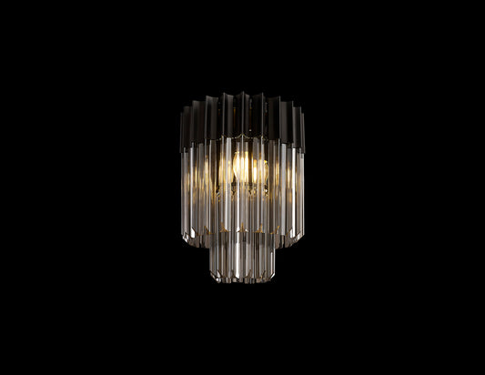 Kiera 30cm Ceiling Round 3 Light E14, Matt Black / Smoke Sculpted Glass