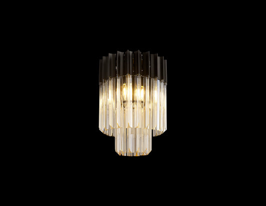 Kiera 30cm Ceiling Round 3 Light E14, Matt Black / Cognac Sculpted Glass