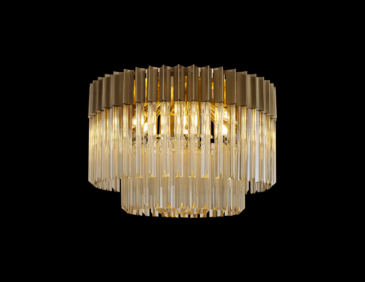 Kiera 60cm Ceiling Round 7 Light E14, Brass / Cognac Sculpted Glass, Item Weight: 15.3kg