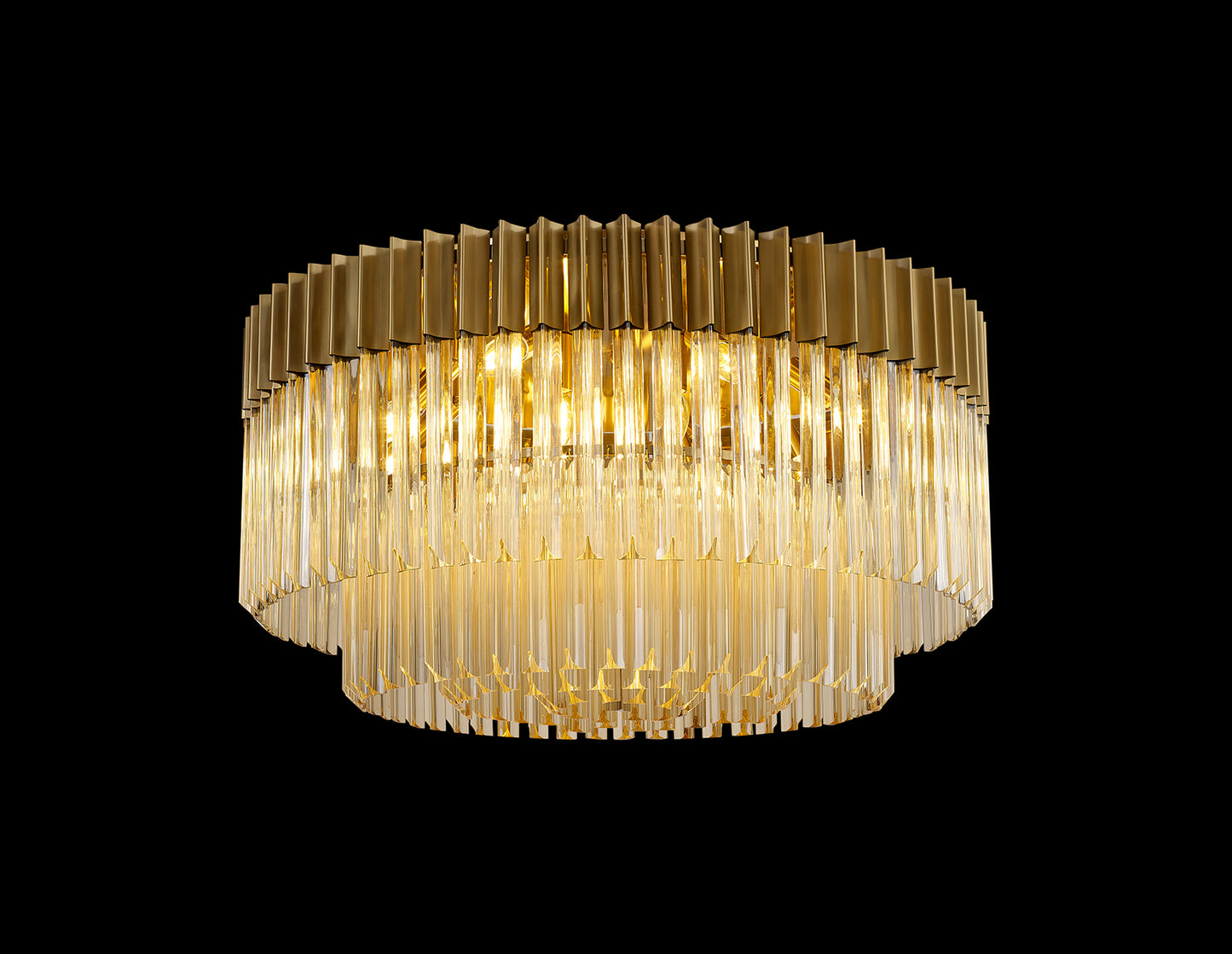 Kiera 80cm Ceiling Round 12 Light E14, Brass / Cognac Sculpted Glass, Item Weight: 28.4kg