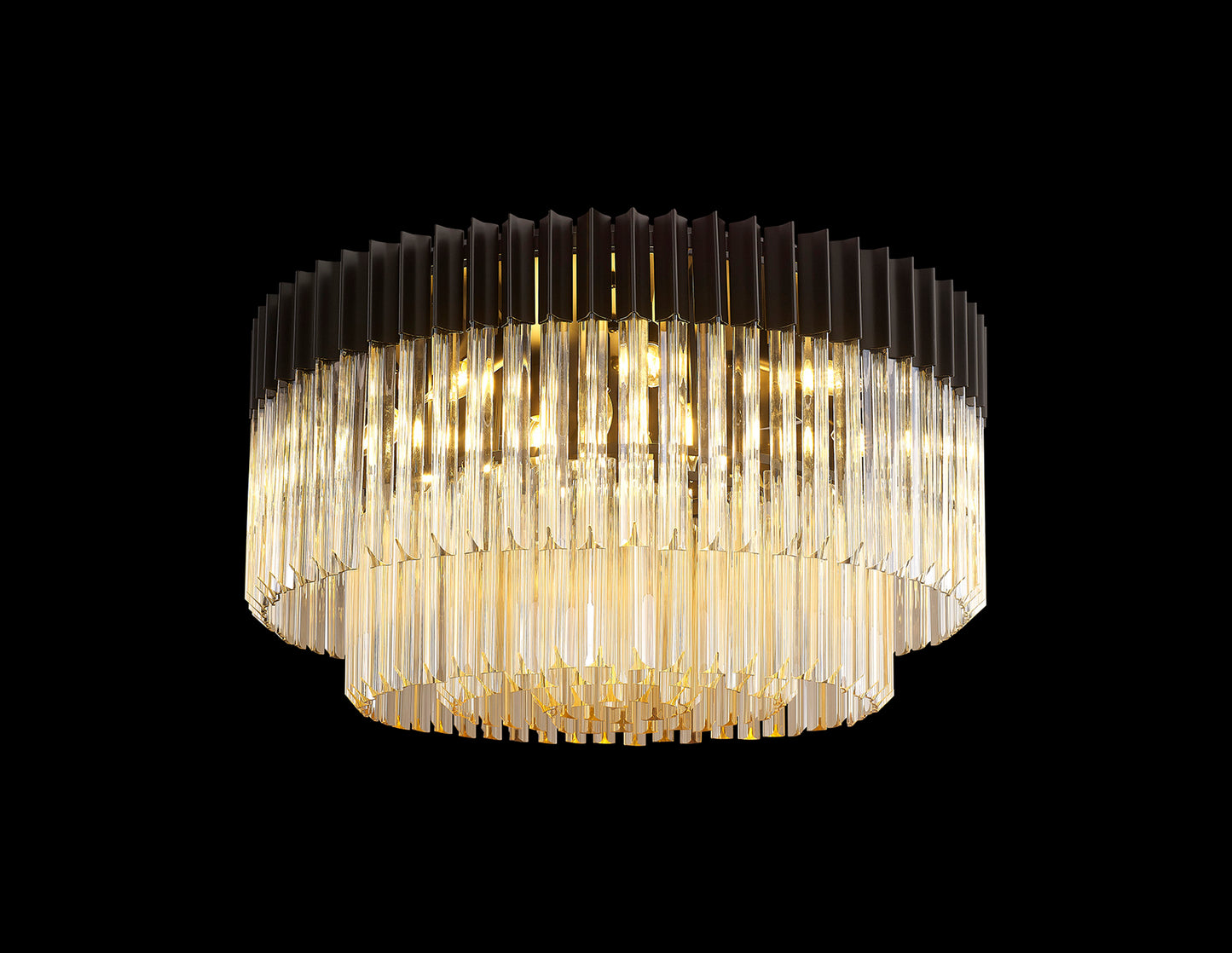 Kiera 80cm Ceiling Round 12 Light E14, Matt Black / Cognac Sculpted Glass, Item Weight: 28.4kg