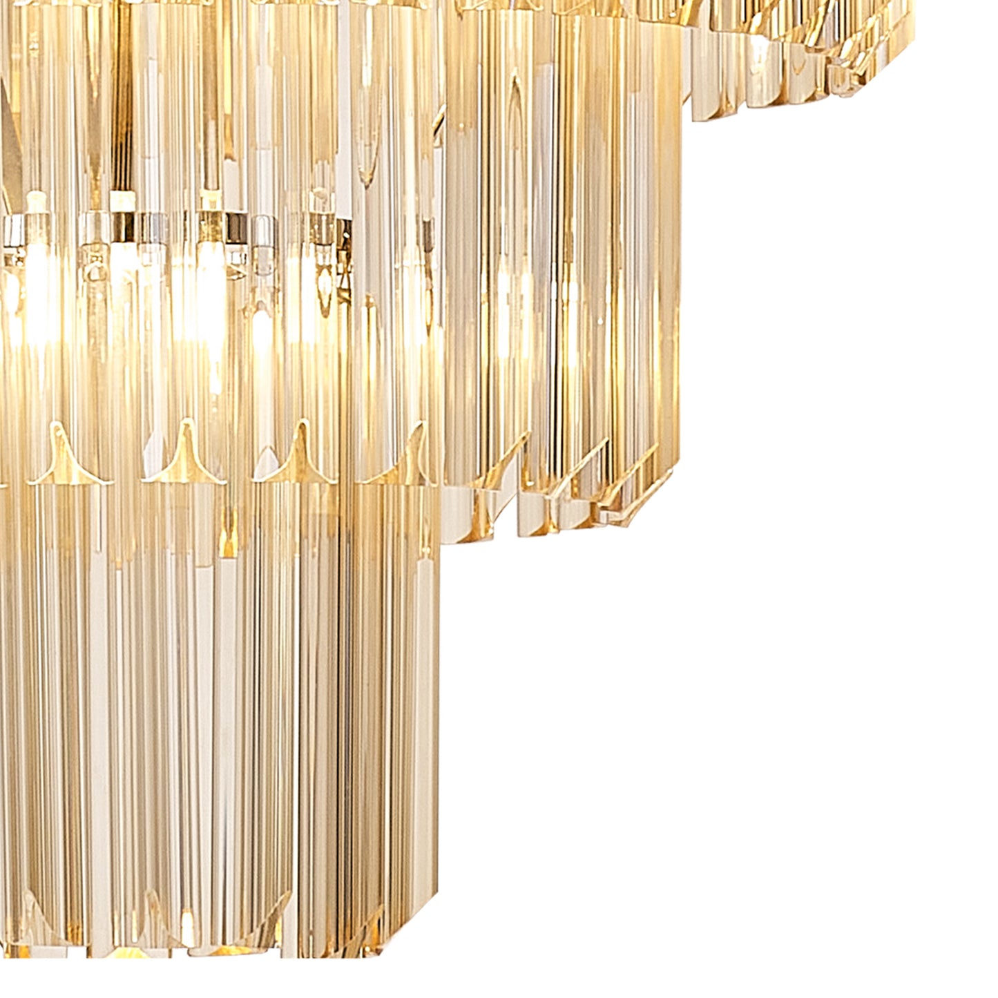 Kiera 80cm Pendant Round 5 Tier 19 Light E14, Polished Nickel / Cognac Sculpted Glass, Item Weight: 32.6kg