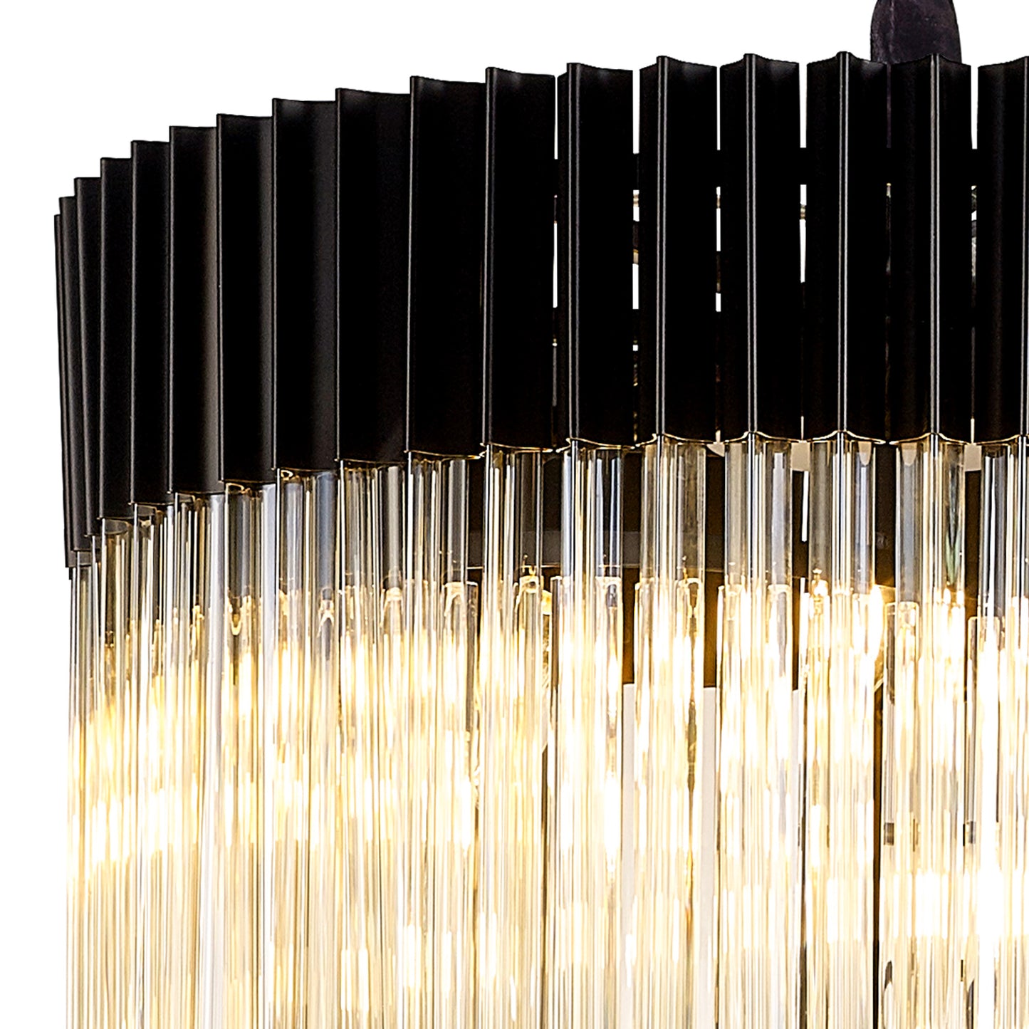 Kiera 70cm Pendant Round 5 Layer Spiral 23 Light E14, Matt Black / Cognac Sculpted Glass, Item Weight: 57kg