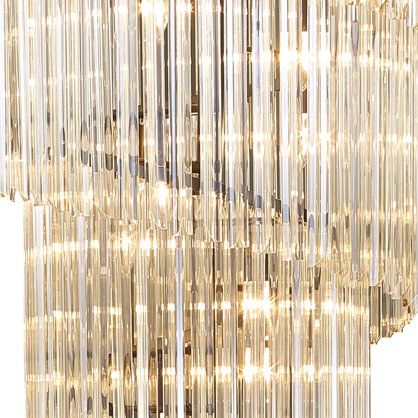 Kiera 90cm Pendant Round 7 Layer Spiral 31 Light E14, Matt Black / Cognac Sculpted Glass, Item Weight: 93kg