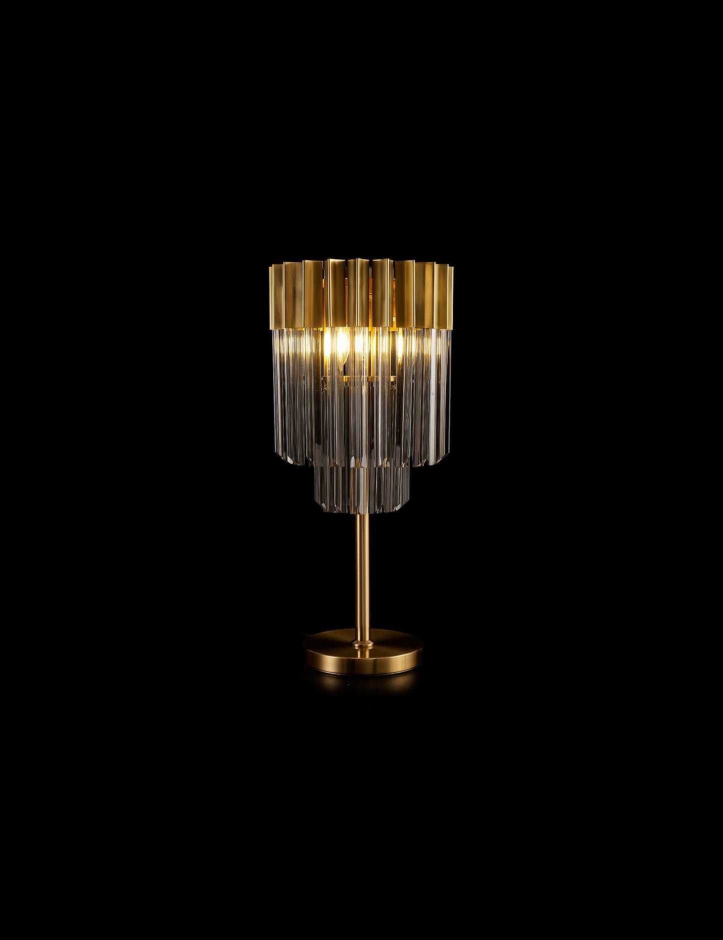 Kiera 30 x H65cm Table Lamp 3 Light E14, Brass / Smoke Sculpted Glass