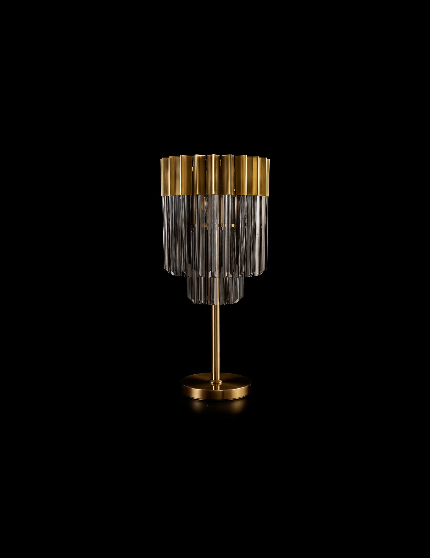 Kiera 30 x H65cm Table Lamp 3 Light E14, Brass / Smoke Sculpted Glass