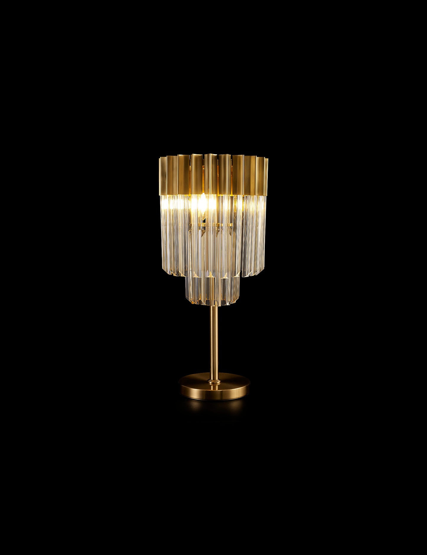 Kiera 30 x H65cm Table Lamp 3 Light E14, Brass / Cognac Sculpted Glass