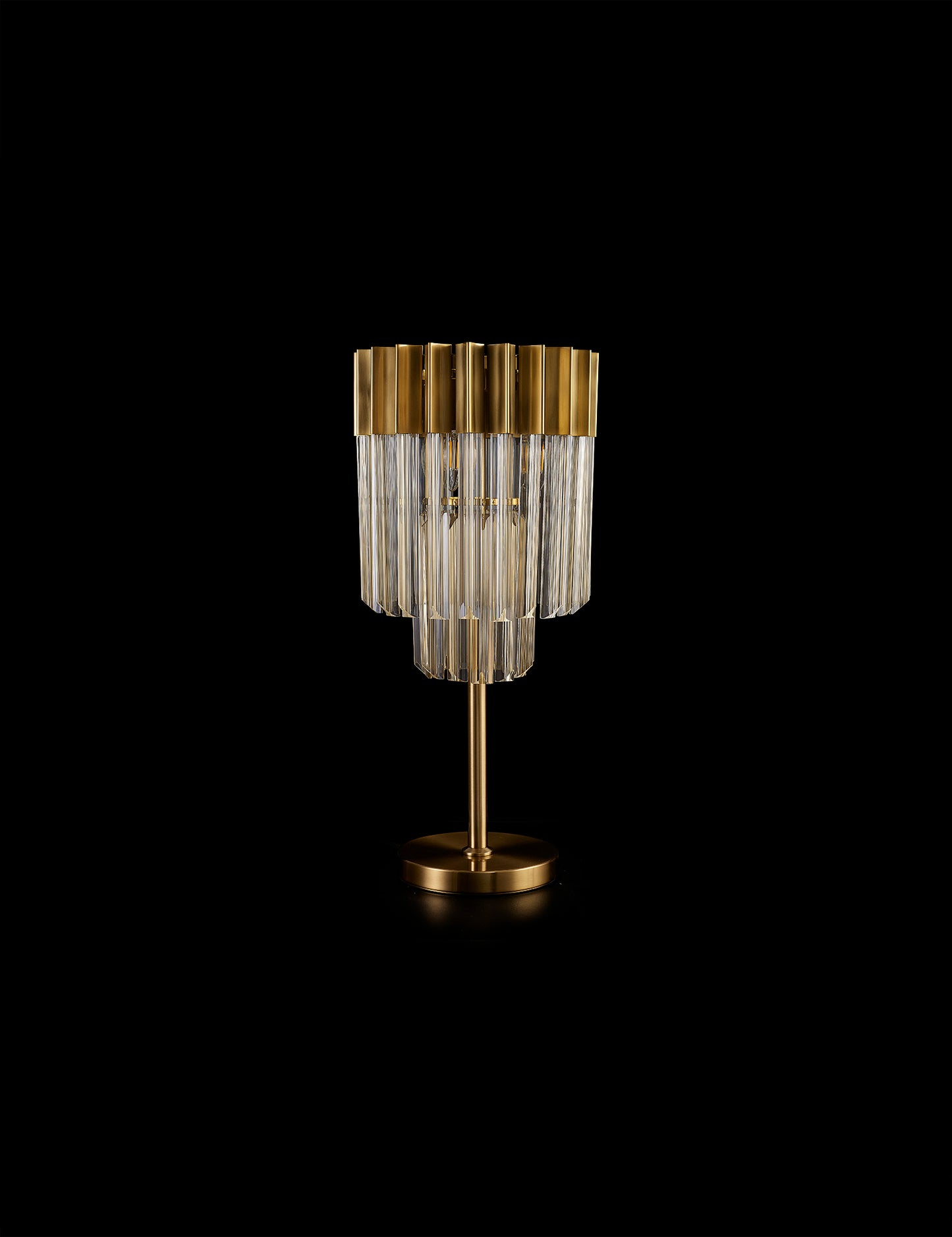 Kiera 30 x H65cm Table Lamp 3 Light E14, Brass / Cognac Sculpted Glass