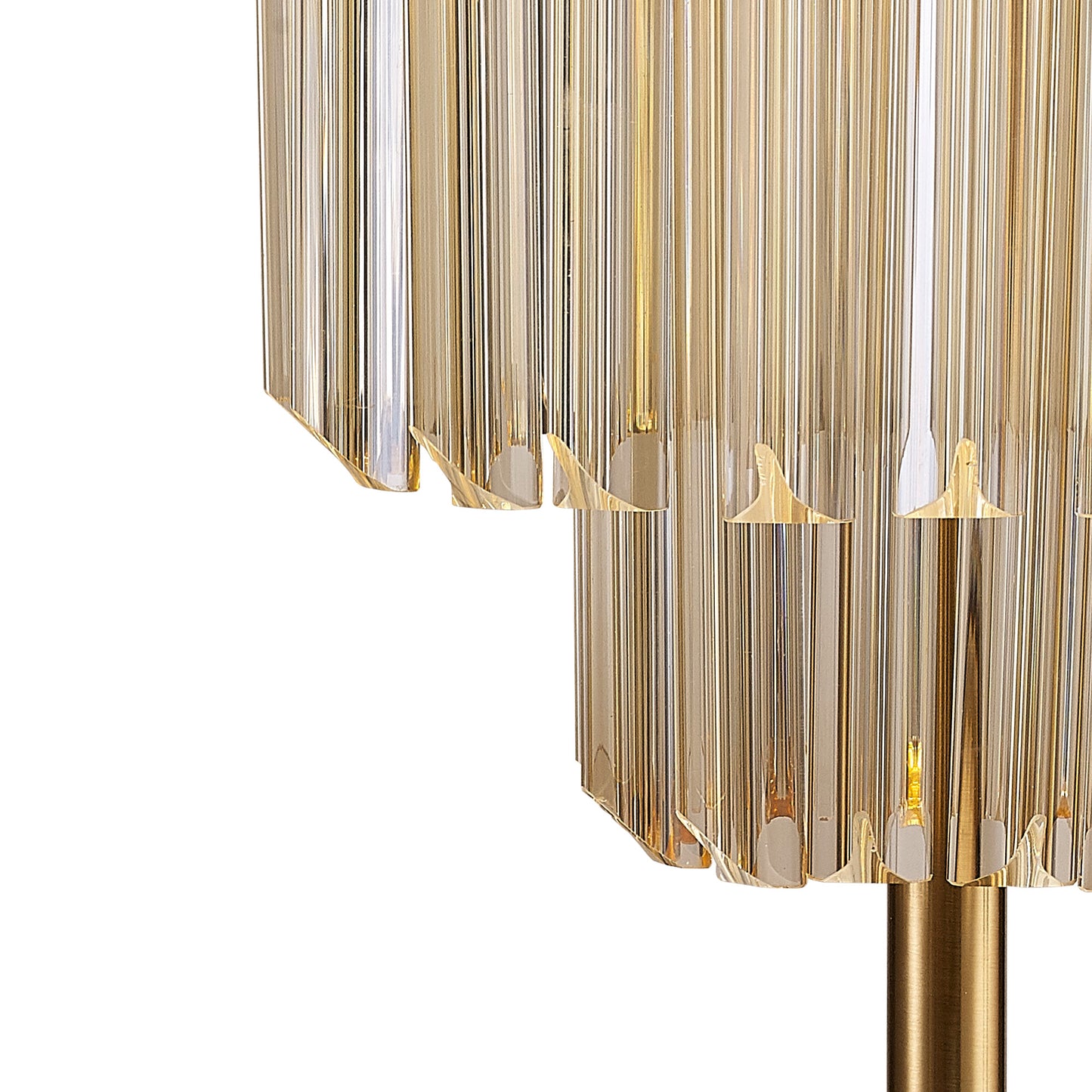 Kiera 30 x H65cm Table Lamp 3 Light E14, Brass / Cognac Sculpted Glass