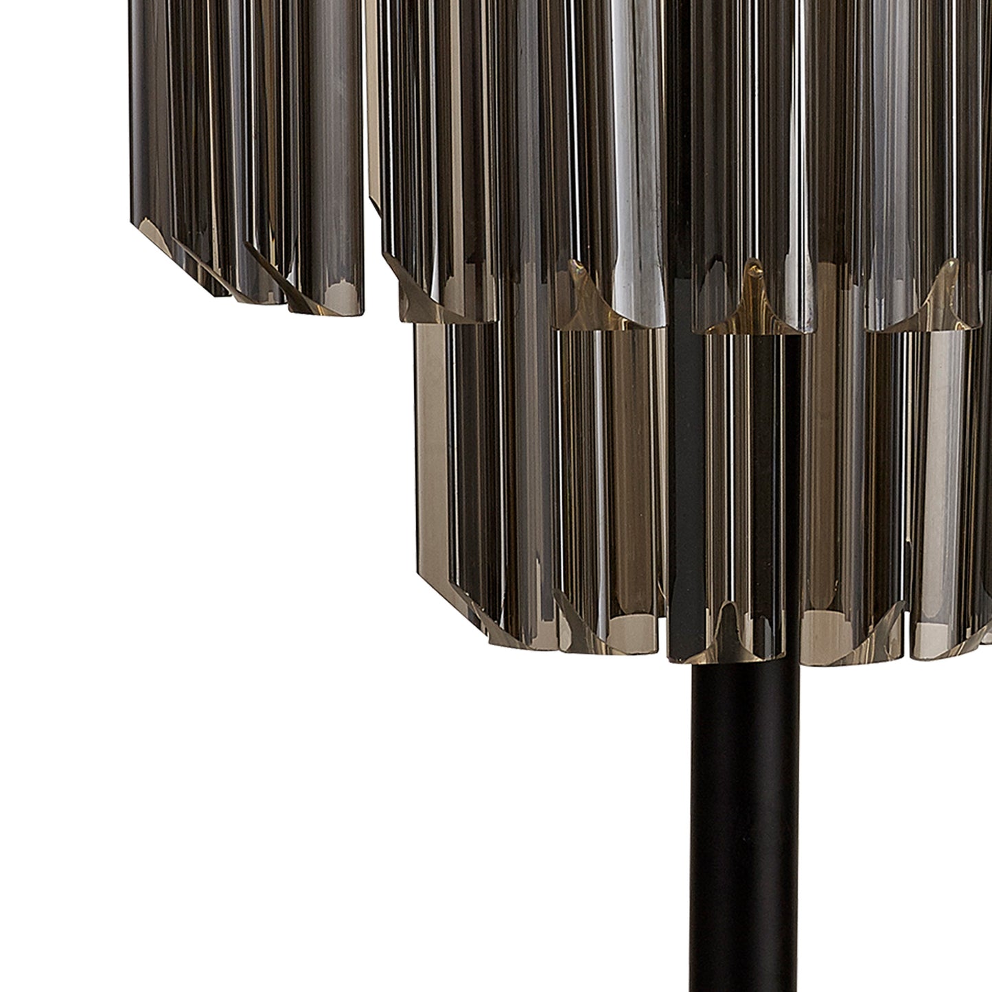 Kiera 30 x H65cm Table Lamp 3 Light E14, Matt Black / Smoke Sculpted Glass