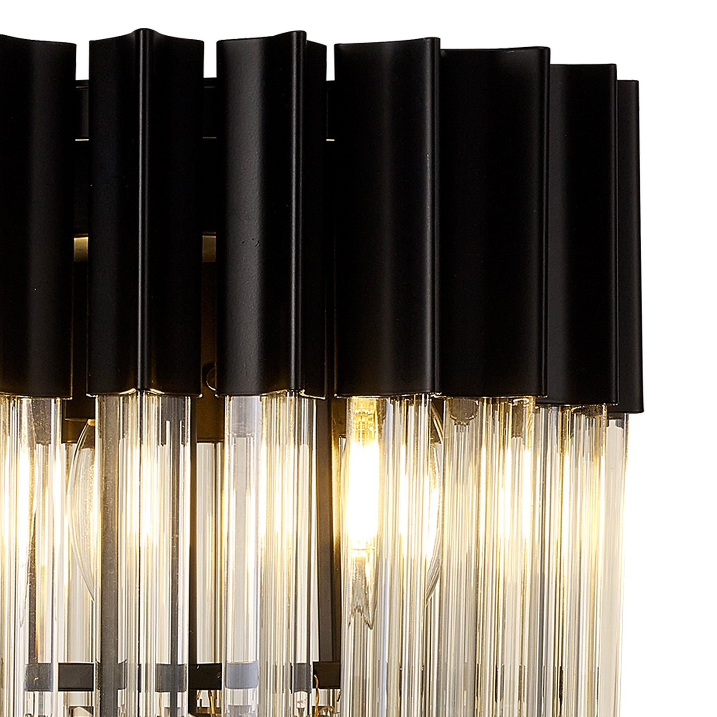 Kiera 30 x H65cm Table Lamp 3 Light E14, Matt Black / Cognac Sculpted Glass