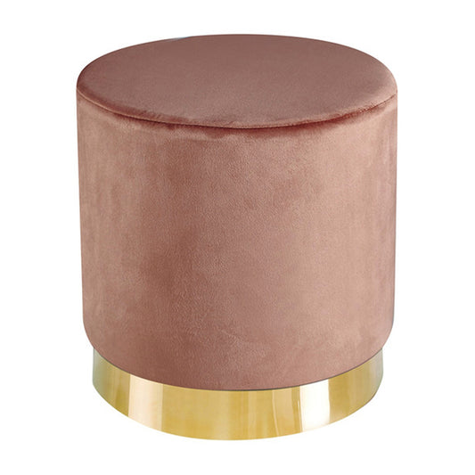 Leela Small Gold Base Pouffe, Vintage Pink Velvet Home Store Living