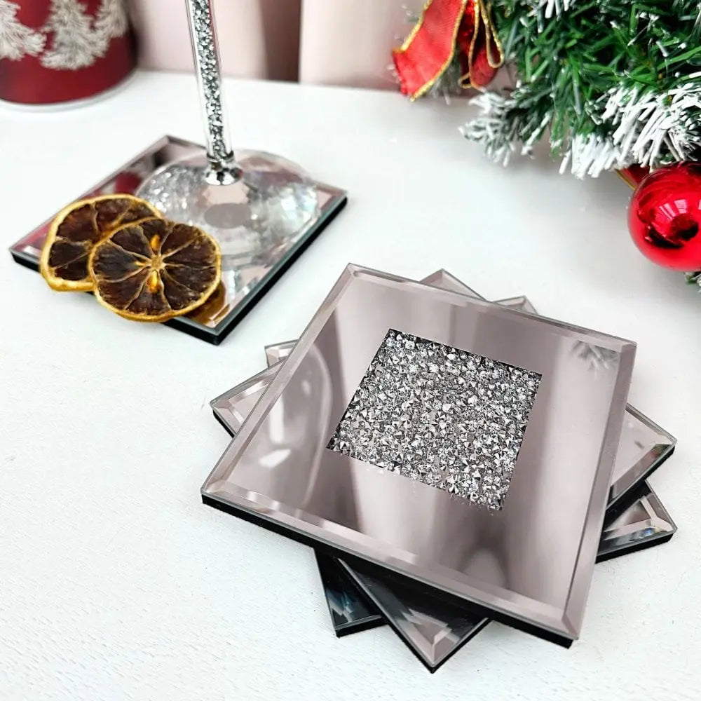 Milano Square Diamante Mirrored Coasters (Set of 4) CIMC