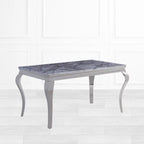 Louis 150cm Grey Marble Dining Set with Majesty Velvet Lion Knocker Chairs Home Store Living