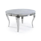 Louis 1.3m Round Grey Marble Dining Table Home Store Living