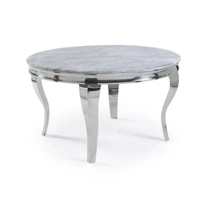 Louis 1.3m Round Grey Marble Dining Table Home Store Living