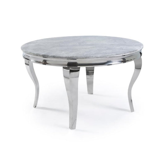 Louis 1.3m Round Grey Marble Dining Table Home Store Living