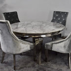 Louis 1.3m Round Grey Marble Dining Table Home Store Living