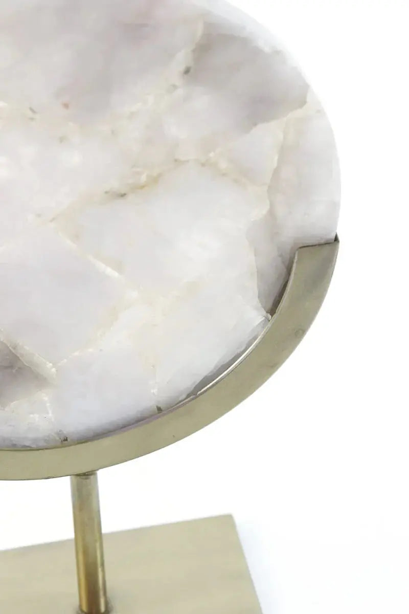 Gouya 35cm Grey Marble Ornament on Antique Bronze Base Light and Living
