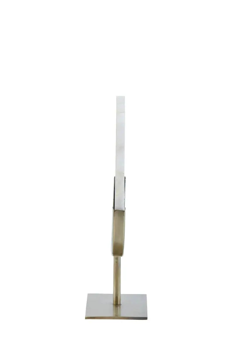 Gouya 35cm Grey Marble Ornament on Antique Bronze Base Light and Living