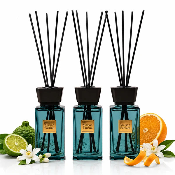 Desire Brand Neroli reed diffuser gift set packaging, 3 x 100ml Lesser & Pavey Ltd