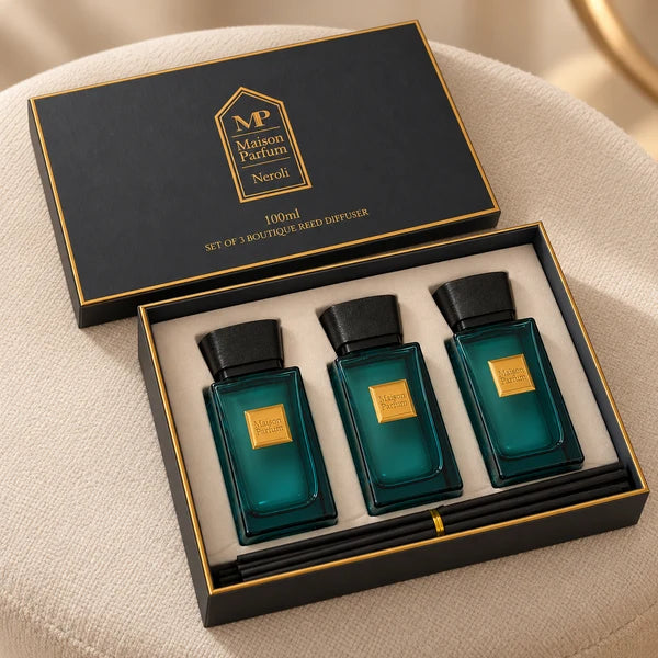 3-pack Neroli scented reed diffuser gift set with rattan sticks Lesser & Pavey Ltd