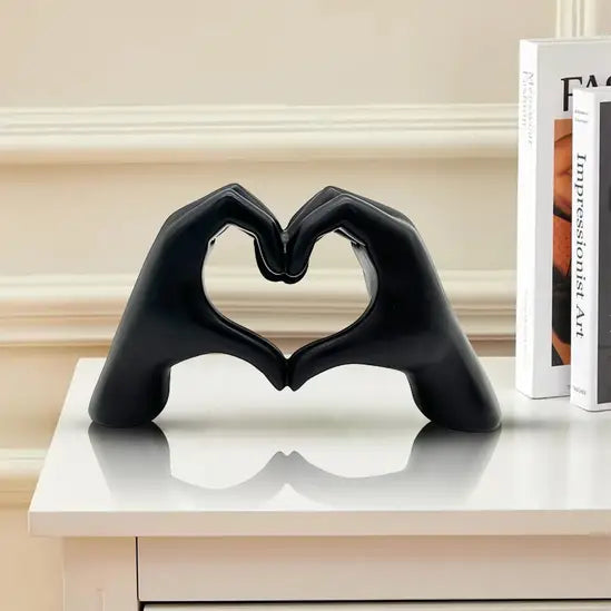 Black Resin Love Hands Home Sculpture Lesser & Pavey Ltd