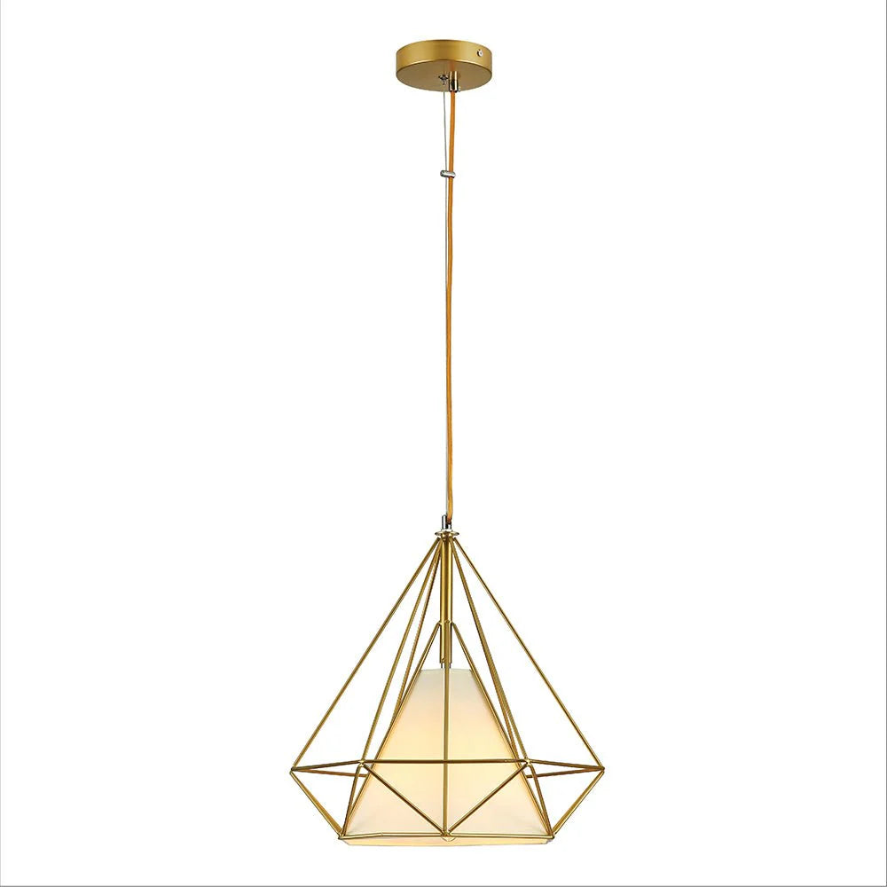 Opal Shade Wired Geometric Cage Pendant Ceiling Light Home Store Living