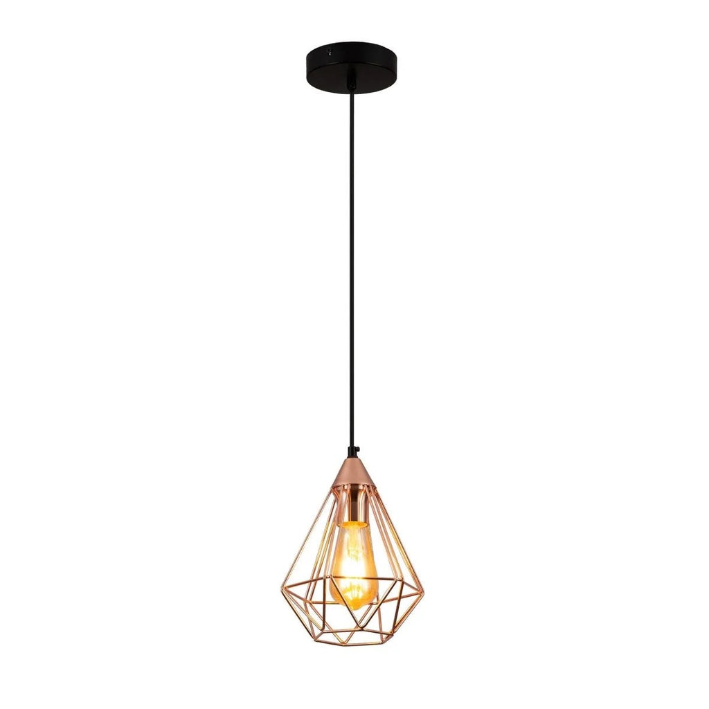 Rose Gold Metal Cage Pendant Ceiling Light Home Store Living