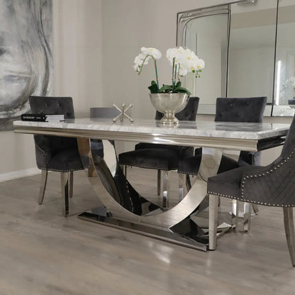 London Table 1.5m with Majestic Chairs 4 Set Grey Home Store Living