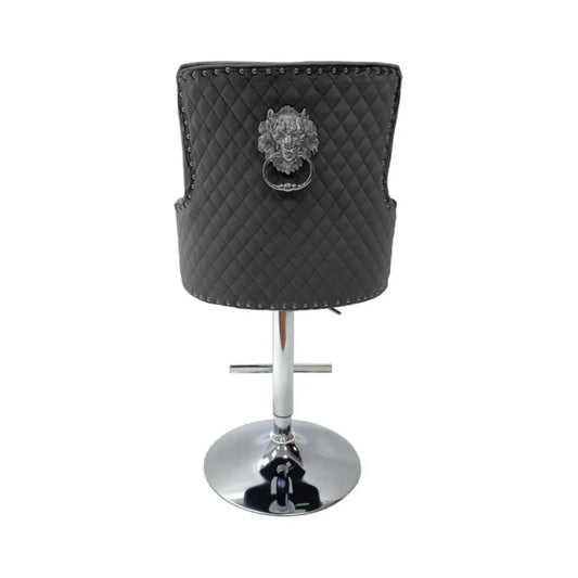 Majesty Grey Velvet Lion Knocker Barstool Home Store Living