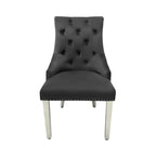 Majesty Dark Grey Velvet Lion Knocker Dining Chair (Set of 2) Home Store Living