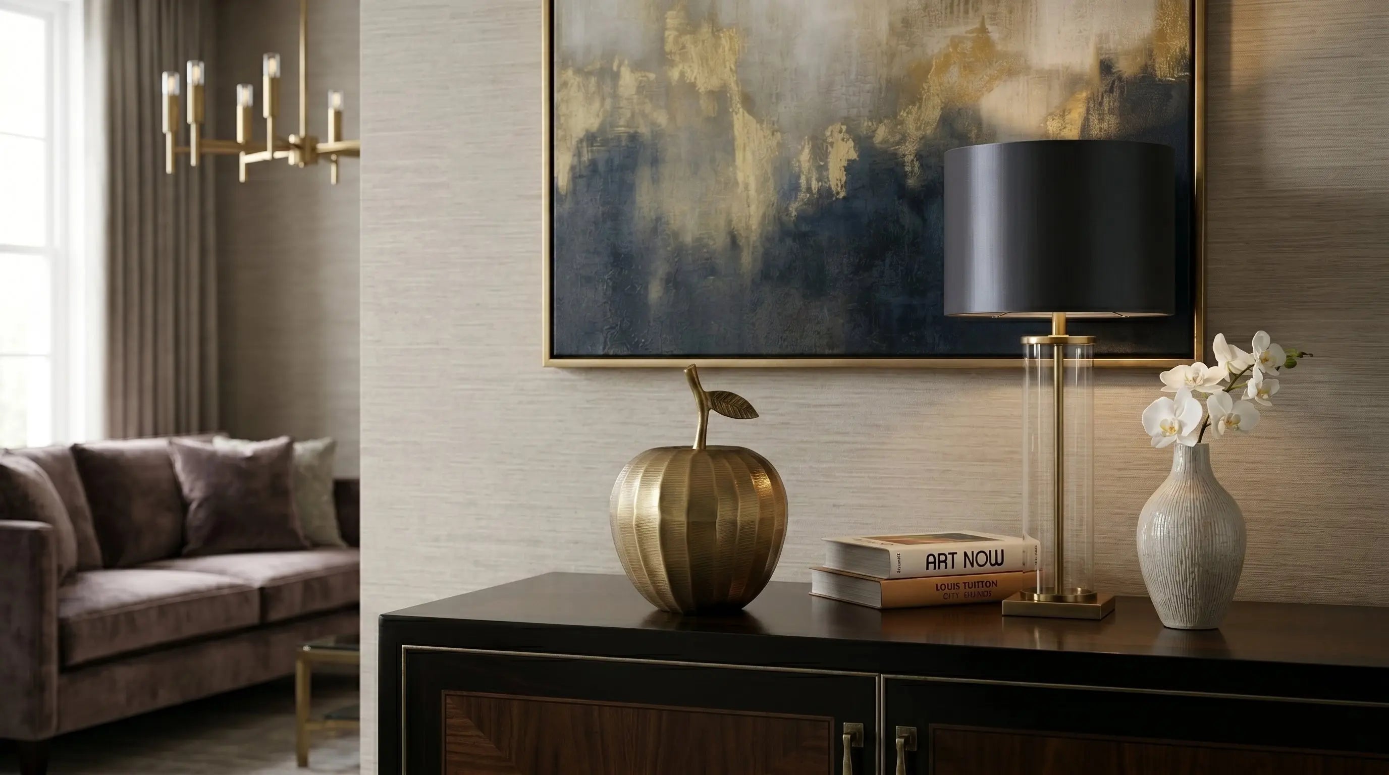 Gold Brass Apple Ornament - Large sil interiors