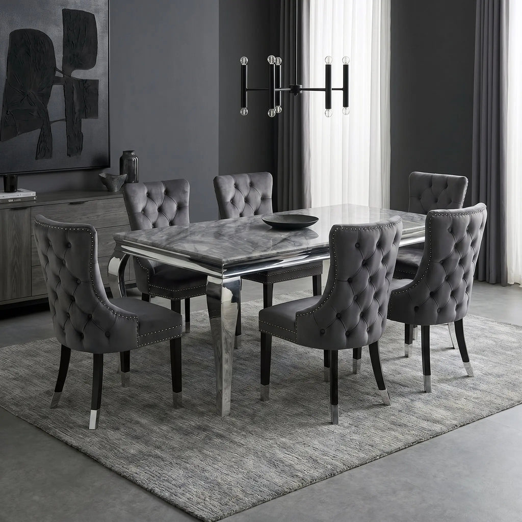 Louis Italian Marble Dining Table with Chrome Legs AWS