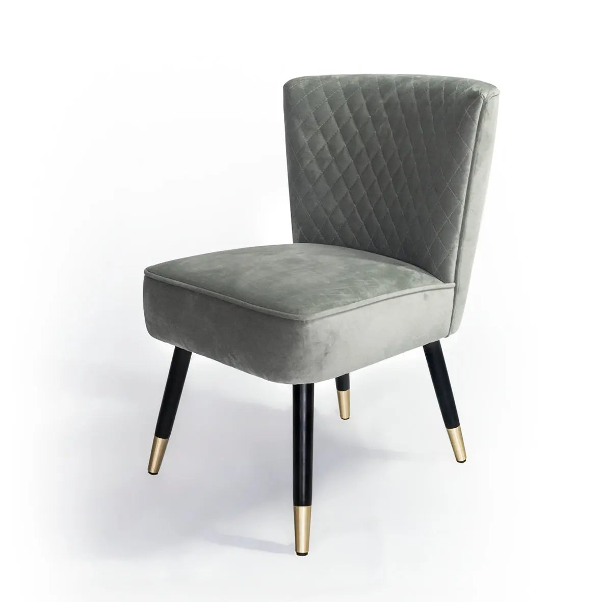 Manon Grey Velvet Occasional Chair with Wenge and Brass Plated Legs Home Store Living