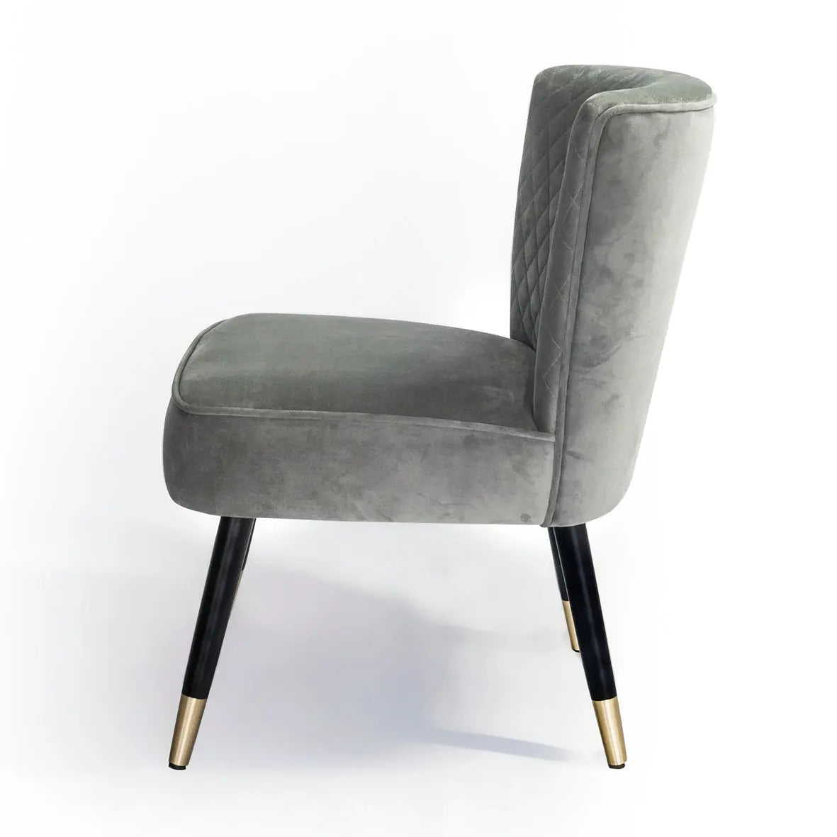 Manon Grey Velvet Occasional Chair with Wenge and Brass Plated Legs Home Store Living