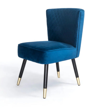 Manon Navy Blue Velvet Occasional Chair with Wenge and Brass Plated Legs Home Store Living