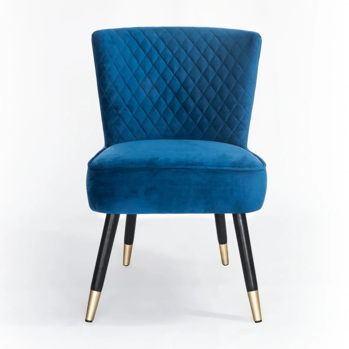 Manon Navy Blue Velvet Occasional Chair with Wenge and Brass Plated Legs Home Store Living