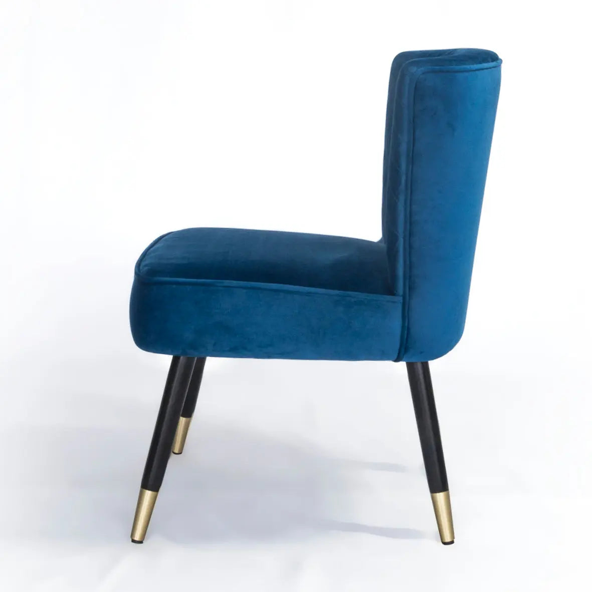 Manon Navy Blue Velvet Occasional Chair with Wenge and Brass Plated Legs Home Store Living