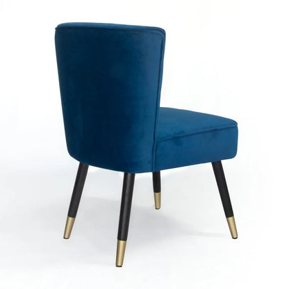 Manon Navy Blue Velvet Occasional Chair with Wenge and Brass Plated Legs Home Store Living